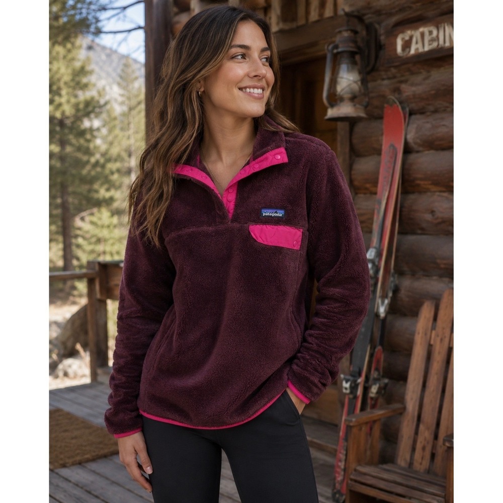 Patagonia Re-Tool Snap-T Fleece Pullover M Burgundy Pink Polartec